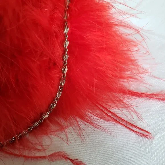 XCITE Red Satin & Feathers Special Occasion Purse - Picture 5 of 12